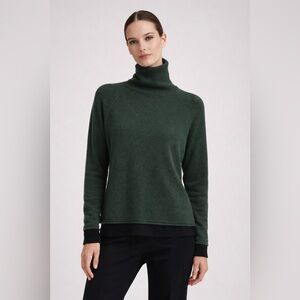 Griffen Nordstrom Cashmere Layered Turtleneck Green Sweater , Medium